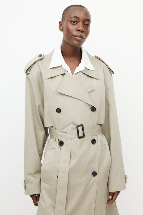 The Frankie Shop Beige Oversized Belted Trench Coat