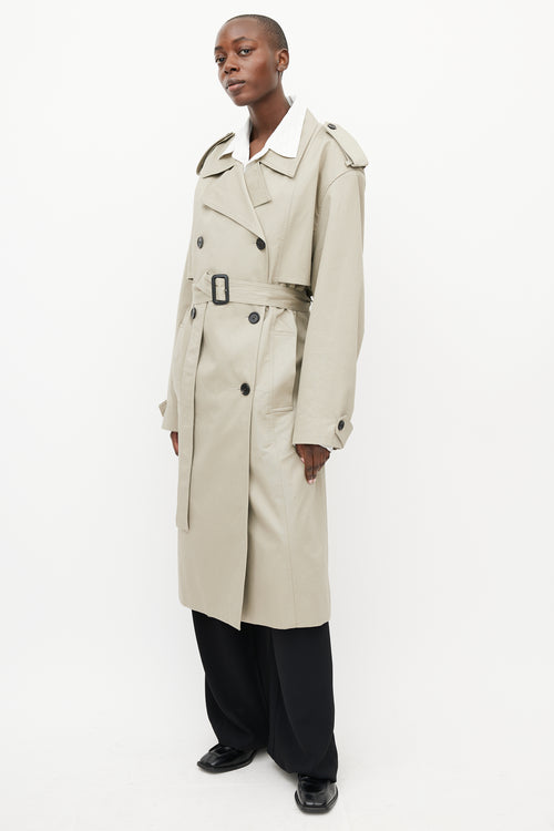 The Frankie Shop Beige Oversized Belted Trench Coat