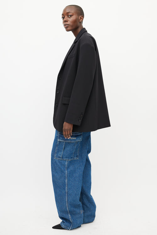 The Frankie Shop Black Gelso Oversized Blazer