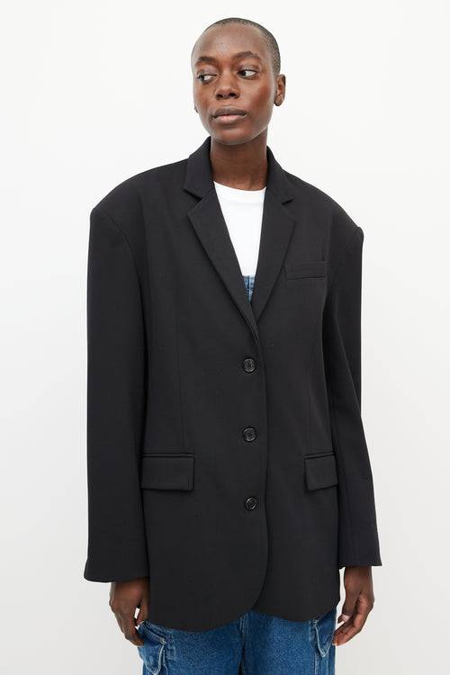 The Frankie Shop Black Gelso Oversized Blazer