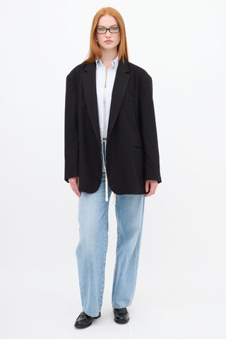 The Frankie Shop Black Oversized Boyfriend Blazer