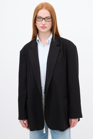 The Frankie Shop Black Oversized Boyfriend Blazer