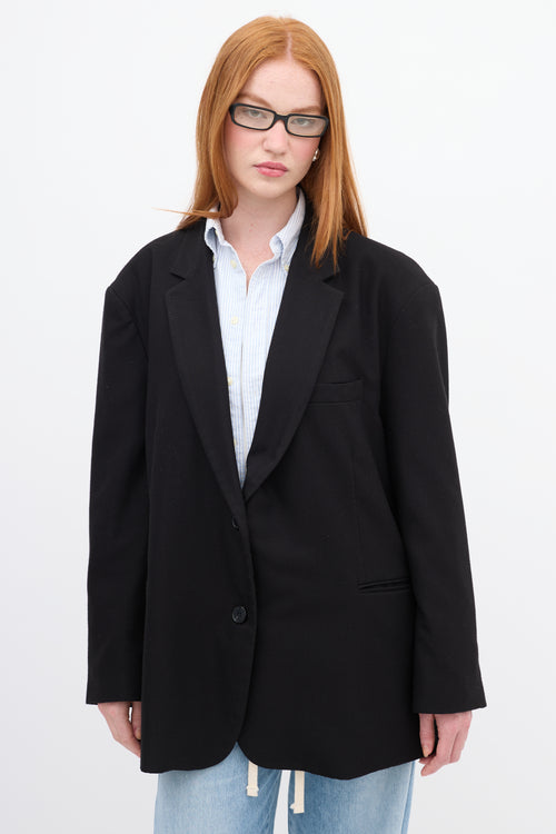 The Frankie Shop Black Oversized Boyfriend Blazer