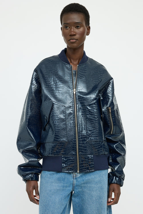 The Frankie Shop Blue Embossed Shiny Jacket