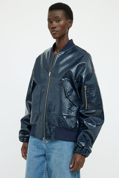 The Frankie Shop Blue Embossed Shiny Jacket