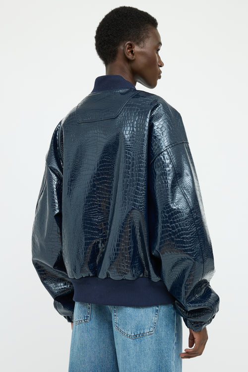 The Frankie Shop Blue Embossed Shiny Jacket