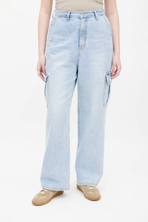 The Frankie Shop Blue Light Wash Cargo Jeans