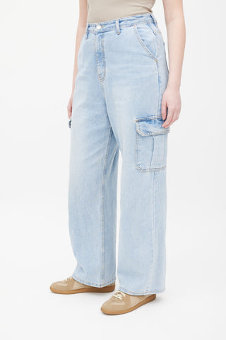 The Frankie Shop Blue Light Wash Cargo Jeans