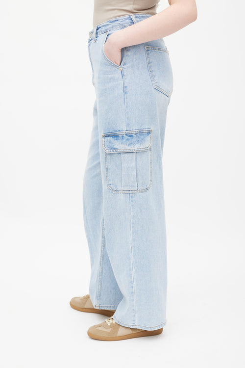 The Frankie Shop Blue Light Wash Cargo Jeans