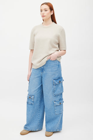 The Frankie Shop Blue Medium Wash Cargo Jeans