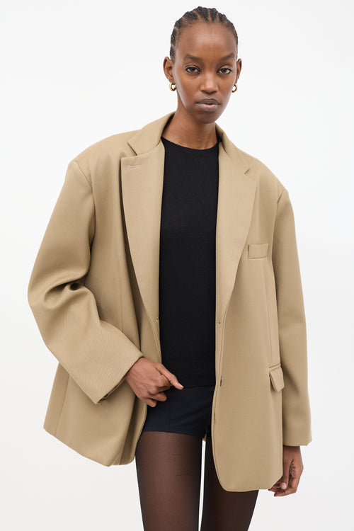 The Frankie Shop Brown Wool Oversized Boyfriend Blazer