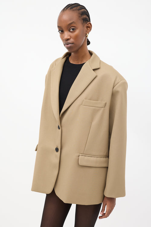 The Frankie Shop Brown Wool Oversized Boyfriend Blazer