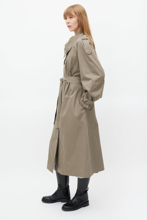 The Frankie Shop Green Double Breasted Trench Coat