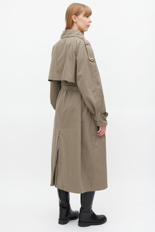 The Frankie Shop Green Double Breasted Trench Coat