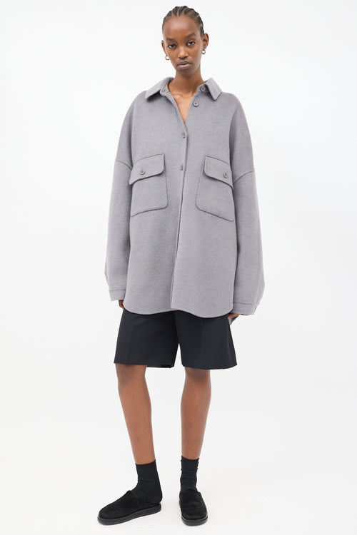 The Frankie Shop Grey Wool Dallas Over Shirt