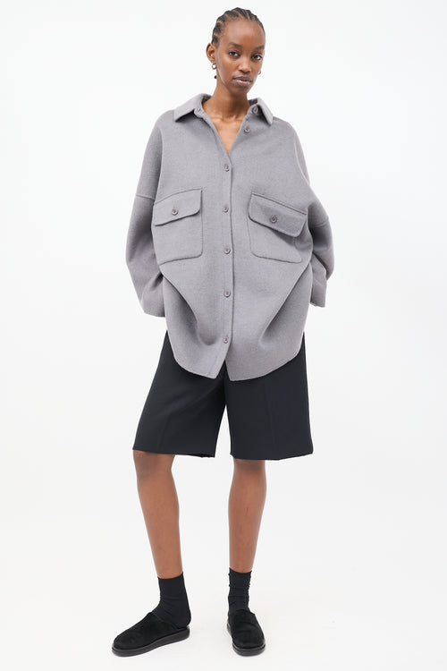 The Frankie Shop Grey Wool Dallas Over Shirt