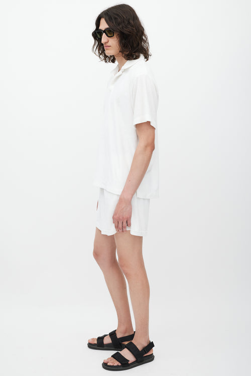 The Frankie Shop White Terry Polo Shorts Co-Ord Set