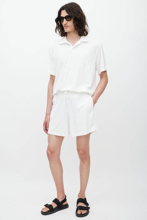 The Frankie Shop White Terry Polo Shorts Co-Ord Set