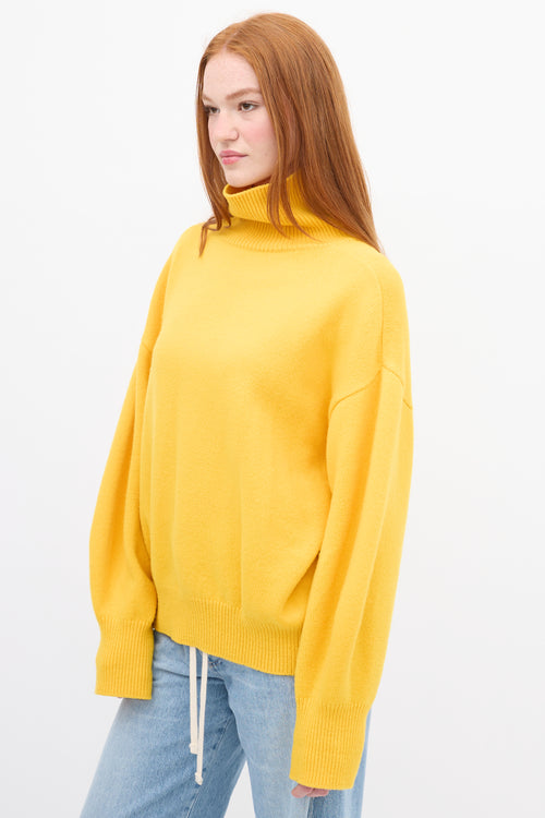 The Frankie Shop Yellow Wool Knit Oversized Turtleneck Sweater