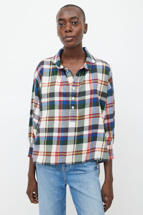 The Great. Multicolour Half Button Plaid Shirt