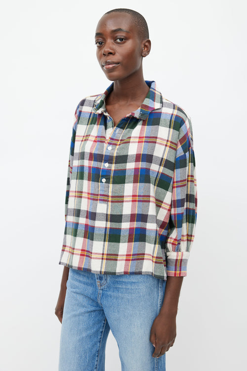 The Great. Multicolour Half Button Plaid Shirt