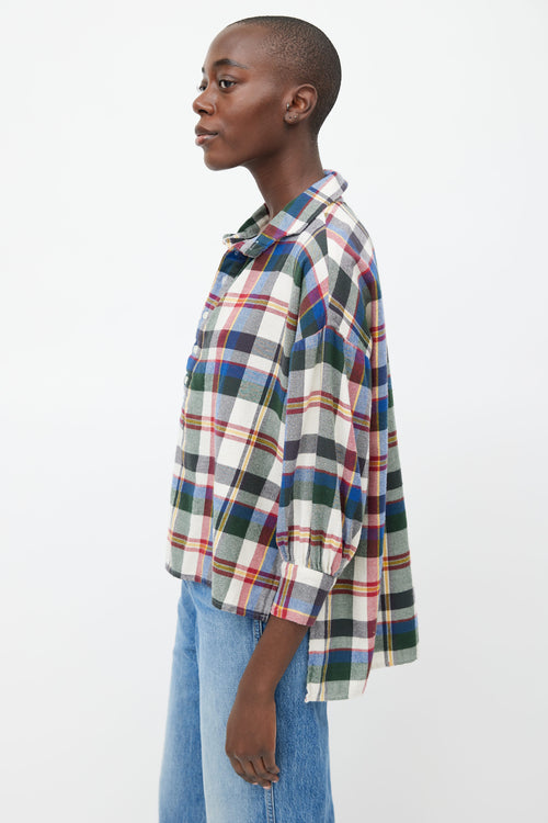 The Great. Multicolour Half Button Plaid Shirt