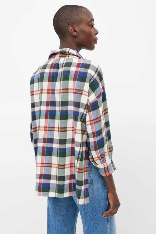 The Great. Multicolour Half Button Plaid Shirt