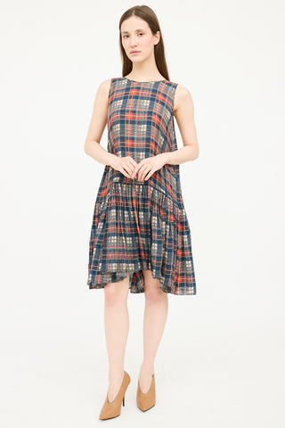 The Great. Silk Plaid Ruffled Dress