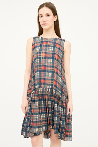 The Great. Silk Plaid Ruffled Dress