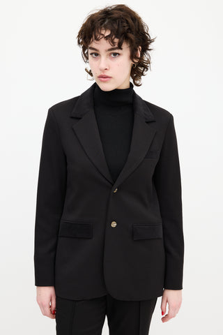 The Great. Black Velvet Trim Smoking Blazer