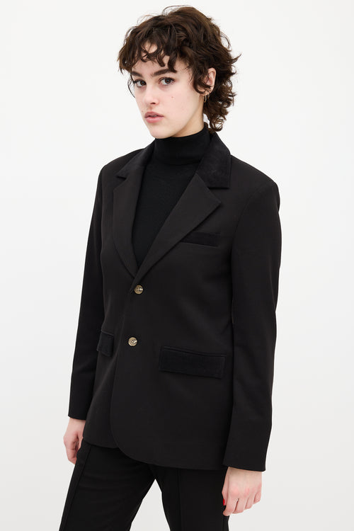 The Great. Black Velvet Trim Smoking Blazer