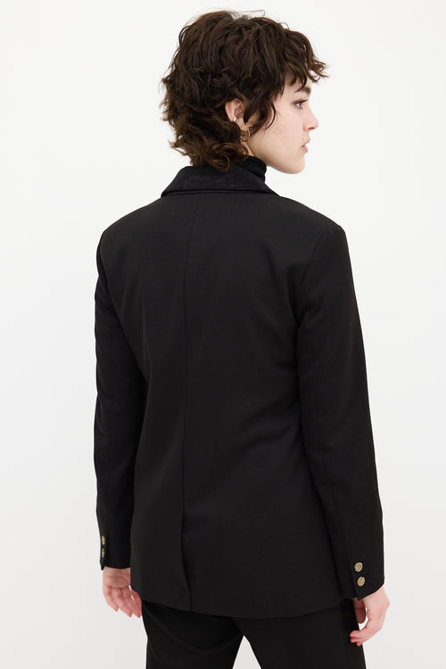 The Great. Black Velvet Trim Smoking Blazer