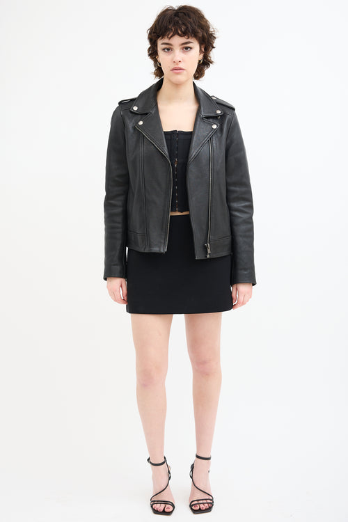 The Kooples Black Leather Moto Jacket