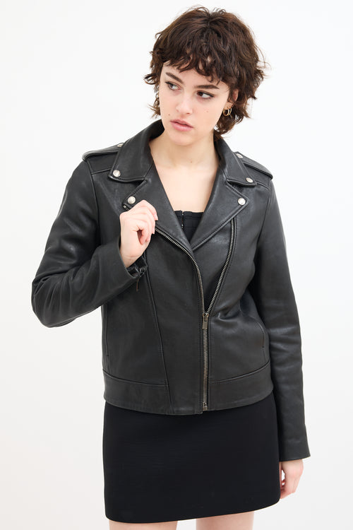 The Kooples Black Leather Moto Jacket