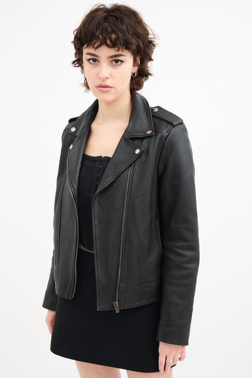 The Kooples Black Leather Moto Jacket