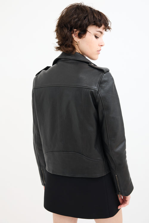 The Kooples Black Leather Moto Jacket