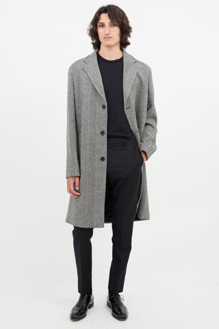 The Kooples Black 
White Wool Houndstooth Coat