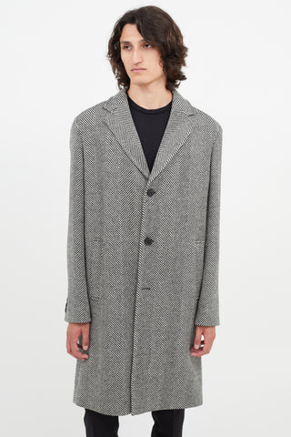 The Kooples Black 
White Wool Houndstooth Coat