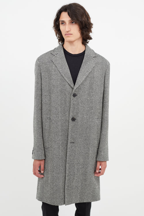 The Kooples Black 
White Wool Houndstooth Coat