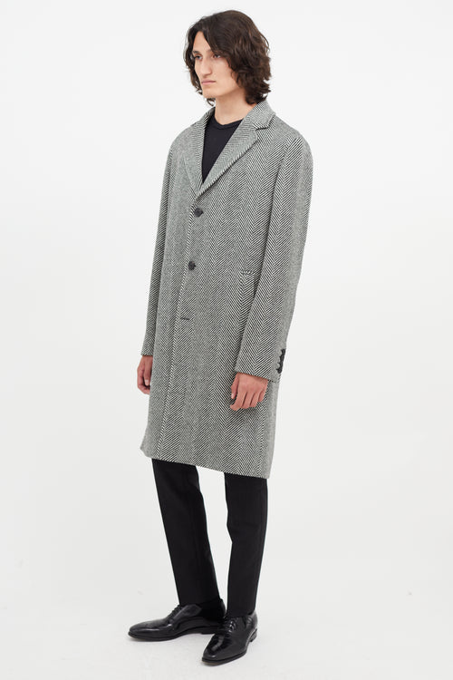 The Kooples Black 
White Wool Houndstooth Coat