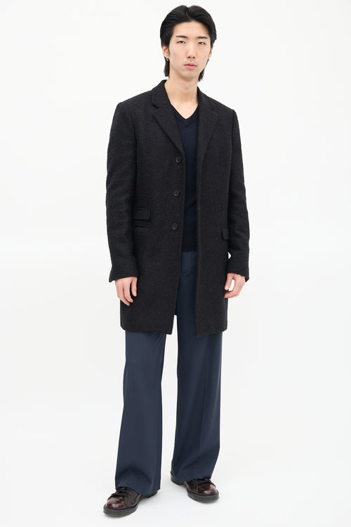 The Kooples Black Wool Bouclé Knit Coat