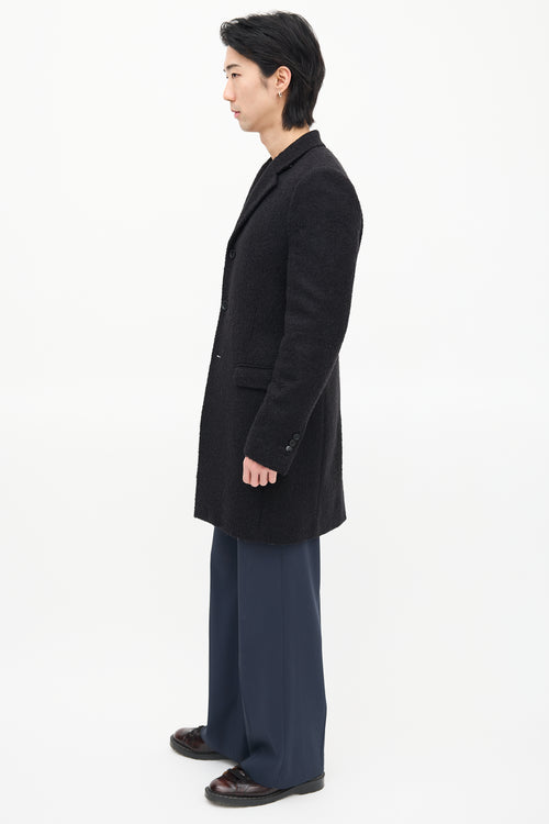 The Kooples Black Wool Bouclé Knit Coat