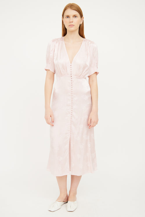 The Kooples Pink Satin Floral Maxi Dress