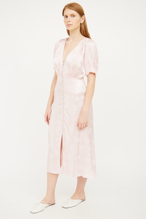 The Kooples Pink Satin Floral Maxi Dress