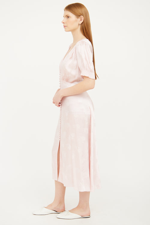 The Kooples Pink Satin Floral Maxi Dress