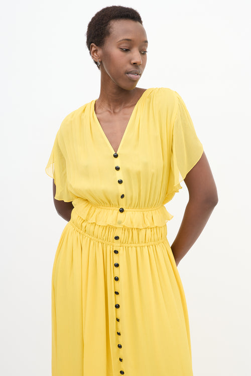 The Kooples Yellow Silk Ruffled Maxi Dress