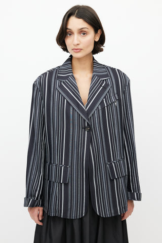 The Open Product Black 
White Pinstripe Blazer