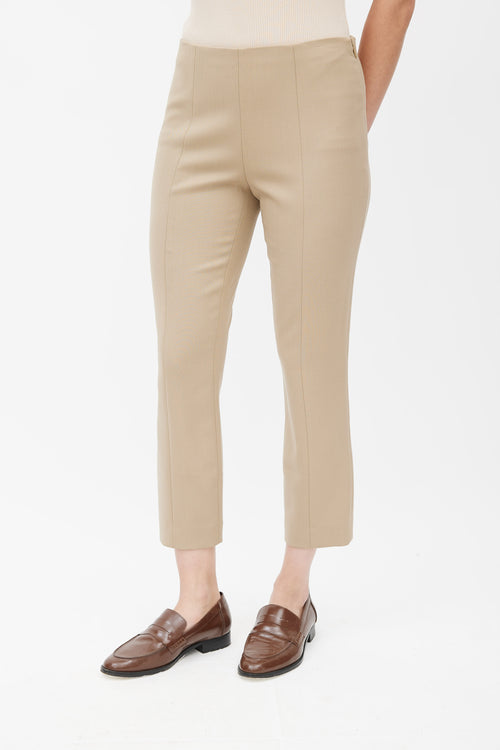 The Row Beige Cropped Wool Trouser