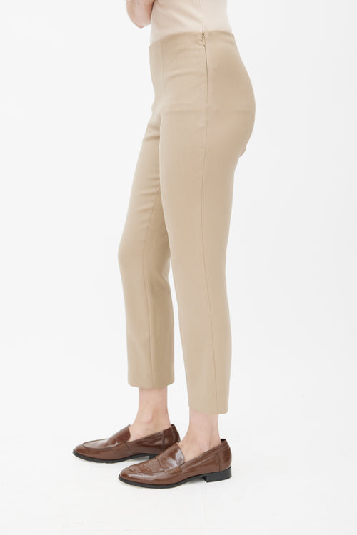 The Row Beige Cropped Wool Trouser