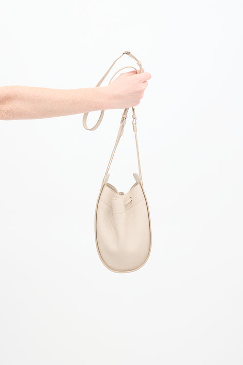 The Row Beige Leather Drawstring Pouch Bag